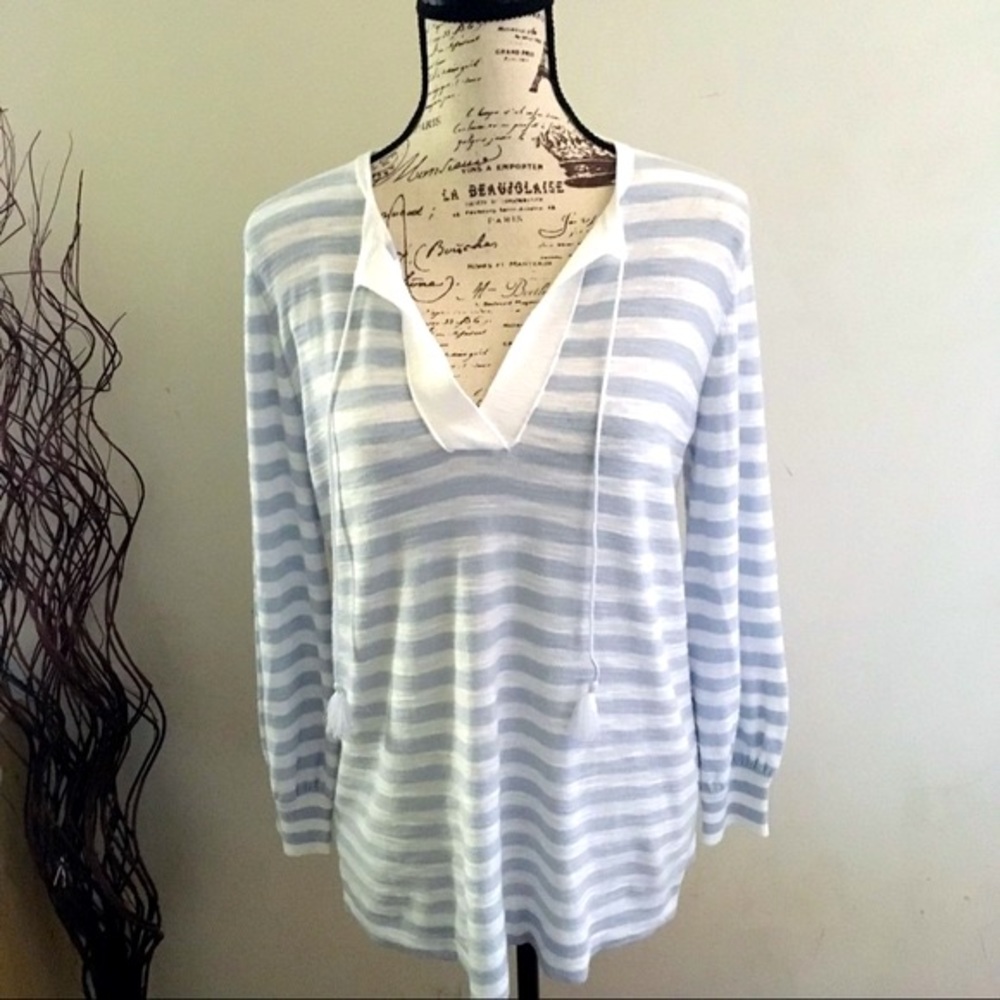 NWT LOFT stripe lightweight open V sweater
